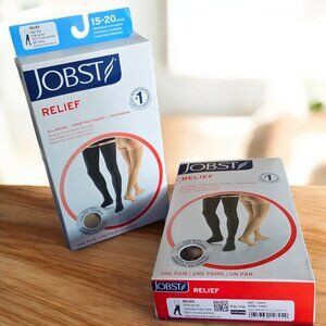 NIB JOBST (LG) 2 Pair Relief Beige Thigh High Compression Socks